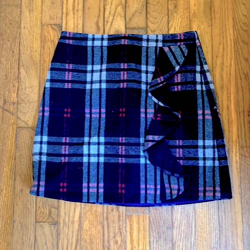 J.Crew Factory - Mercantile Navy & Red Plaid Skirt.